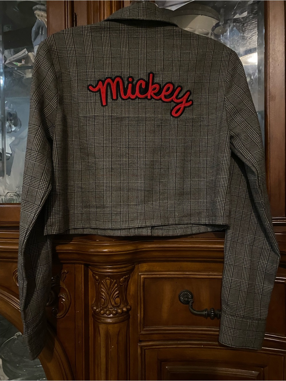 RARE! Anniversary Forever 21 x Disney Plaid Cropped Long Sleeve Button-Up -